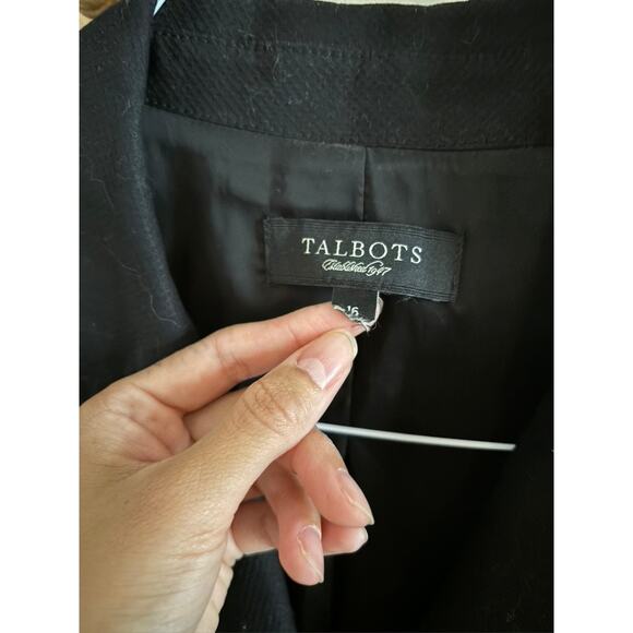 Talbots Jacket Women's 16 Black Blazer Front Button Cotton Blend Collared - Picture 5 of 7